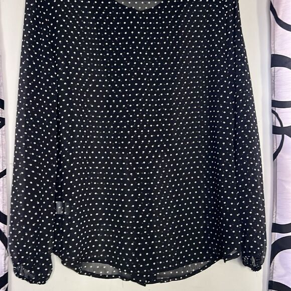 A.N.A Sheer Black with White Stars Blouse~L - Picture 9 of 11